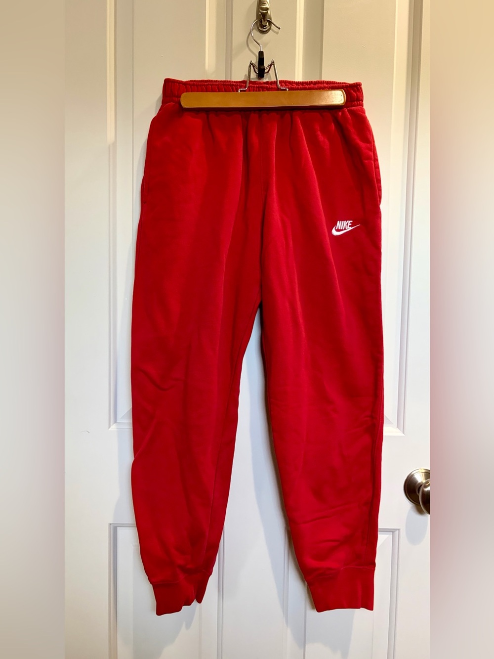Nike Red Jogger Sweatpants with White Logo